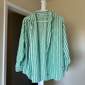 STORQ Green and White Striped Shirt